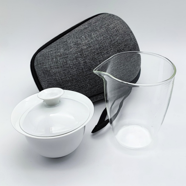 white travel set gong fu cha